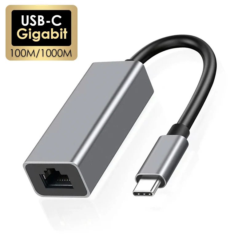 מתאם Ethernet חיצוני USB C במהירות 100/1000Mbps עם כרטיס רשת מסוג C לכבל אינטרנט מחובר RJ45 LAN למחשב MacBook PC Windows 7 8 10