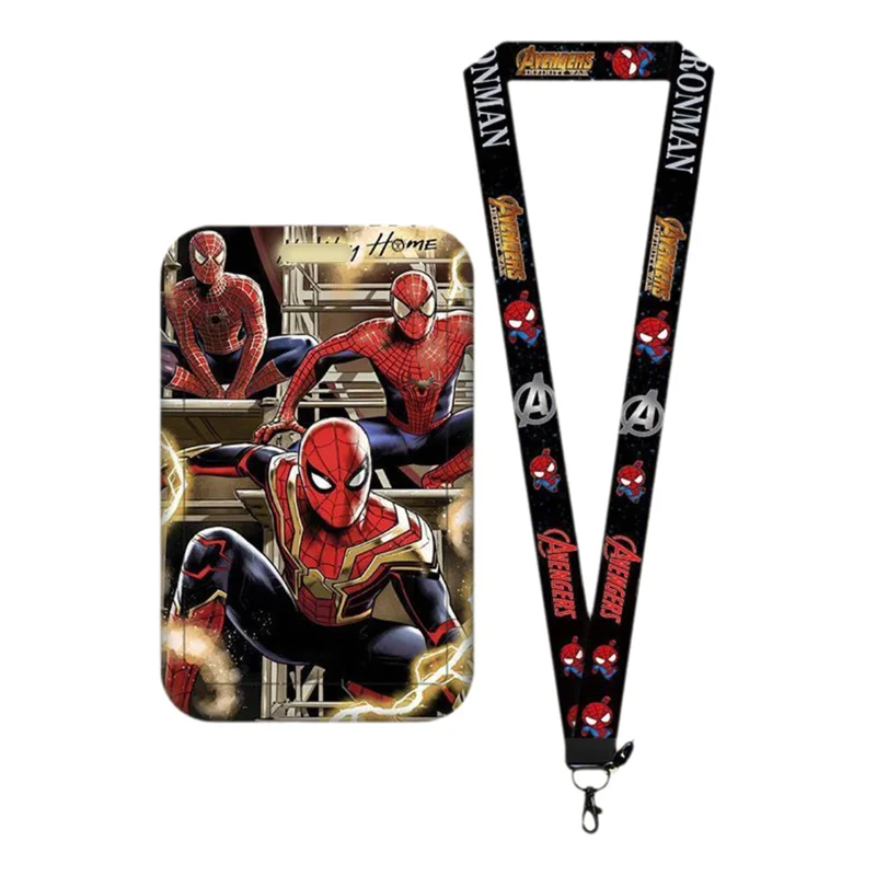 Spider-Man ID Card Holder Lanyard Spiderman Men Credential Holders Neck Straps Spider Man Women Badge Holder Keychain Door Card