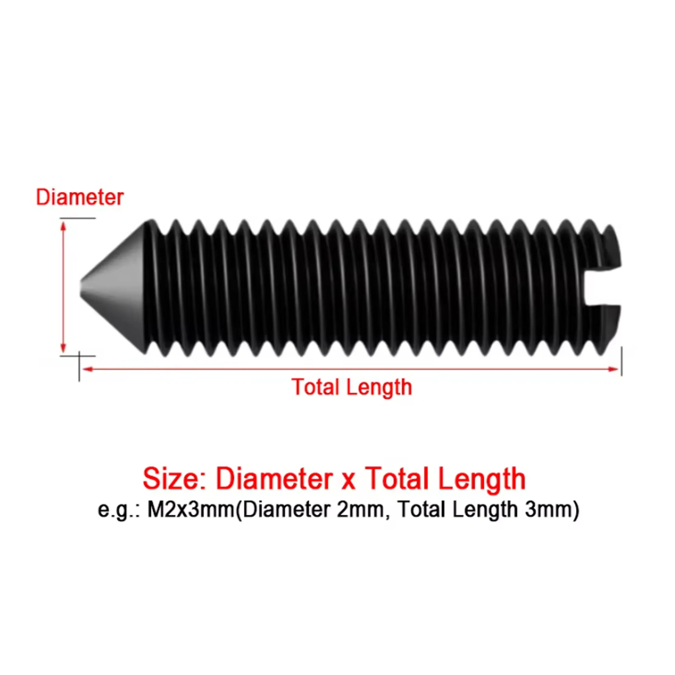 M2 M2.5 M3 M4 M5 M6 M8 M10 GB71 Carbon Steel Slotted Head Tapered End Headless Grub Bolt Set Screw DIN914