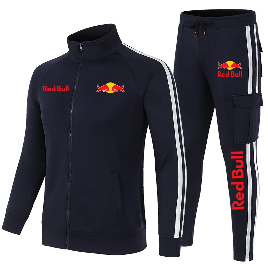 

2025 New Red Bull Sportswear Suits Baseball Jacket Men's Women Fashion Golf Collar 2-Piece Sets Sports Outdoor Red Bull Clothing