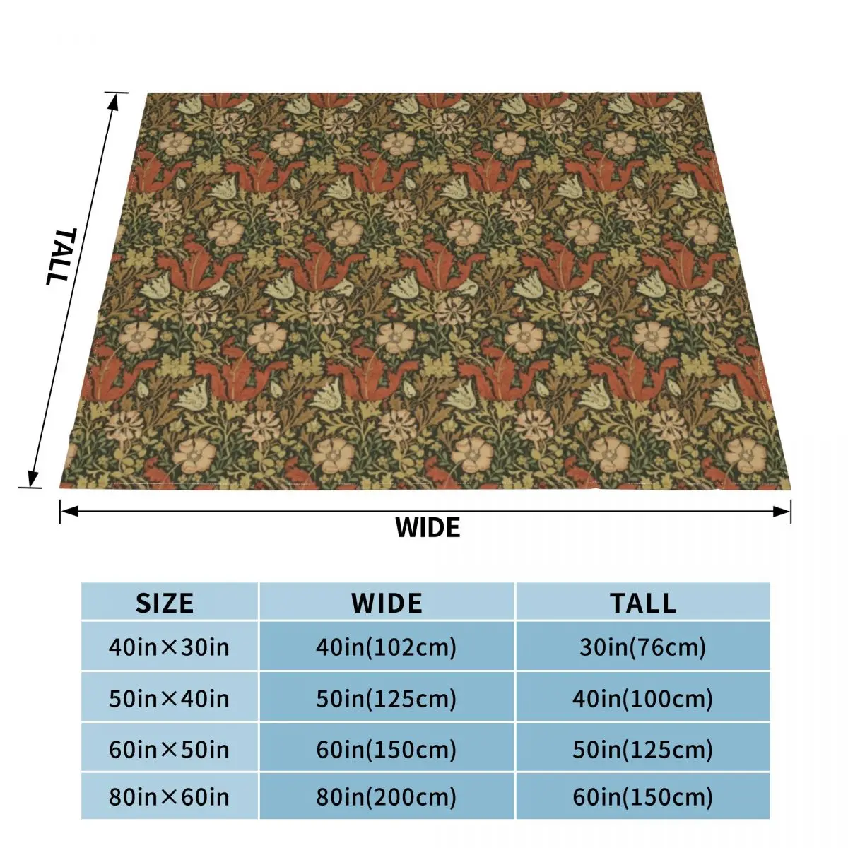 William Morris honeysuckle Throw Blanket blankets for winter Decorative Blankets