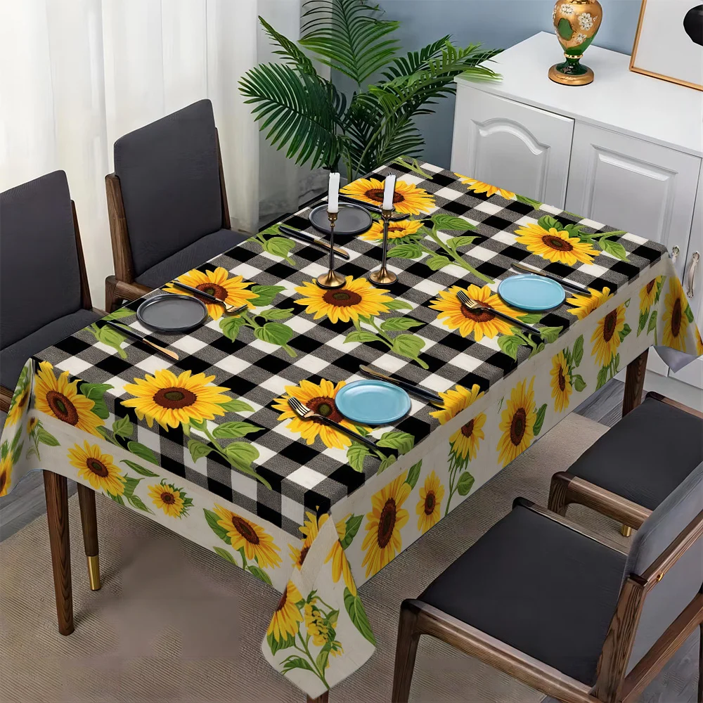 JIT 1PC Long Tablecloth, Fresh Style, Sunflower Patterned Polyester Material Longzyc