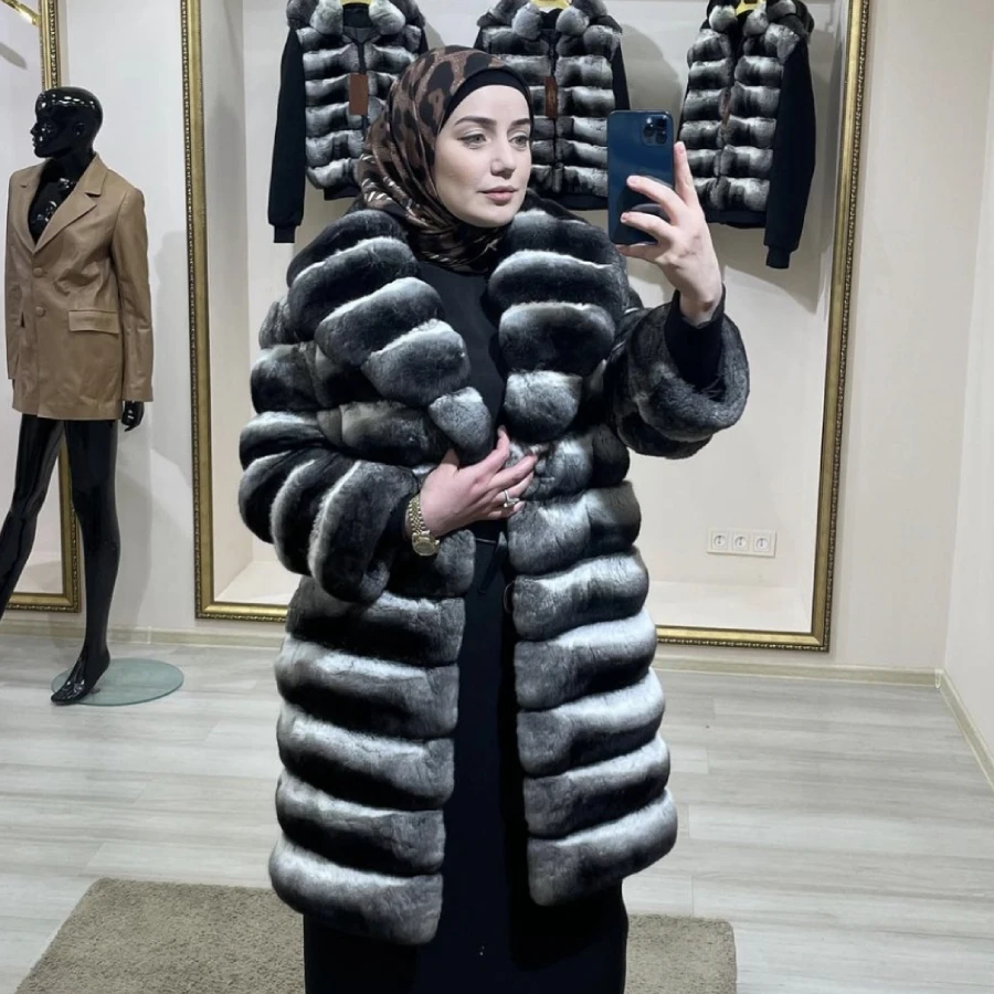 

Шуба из шиншиллы, женская куртка из натурального меха кролика рекс, длинная женская зимняя шуба, зимняя роскошная куртка, теплый костюм с воротником