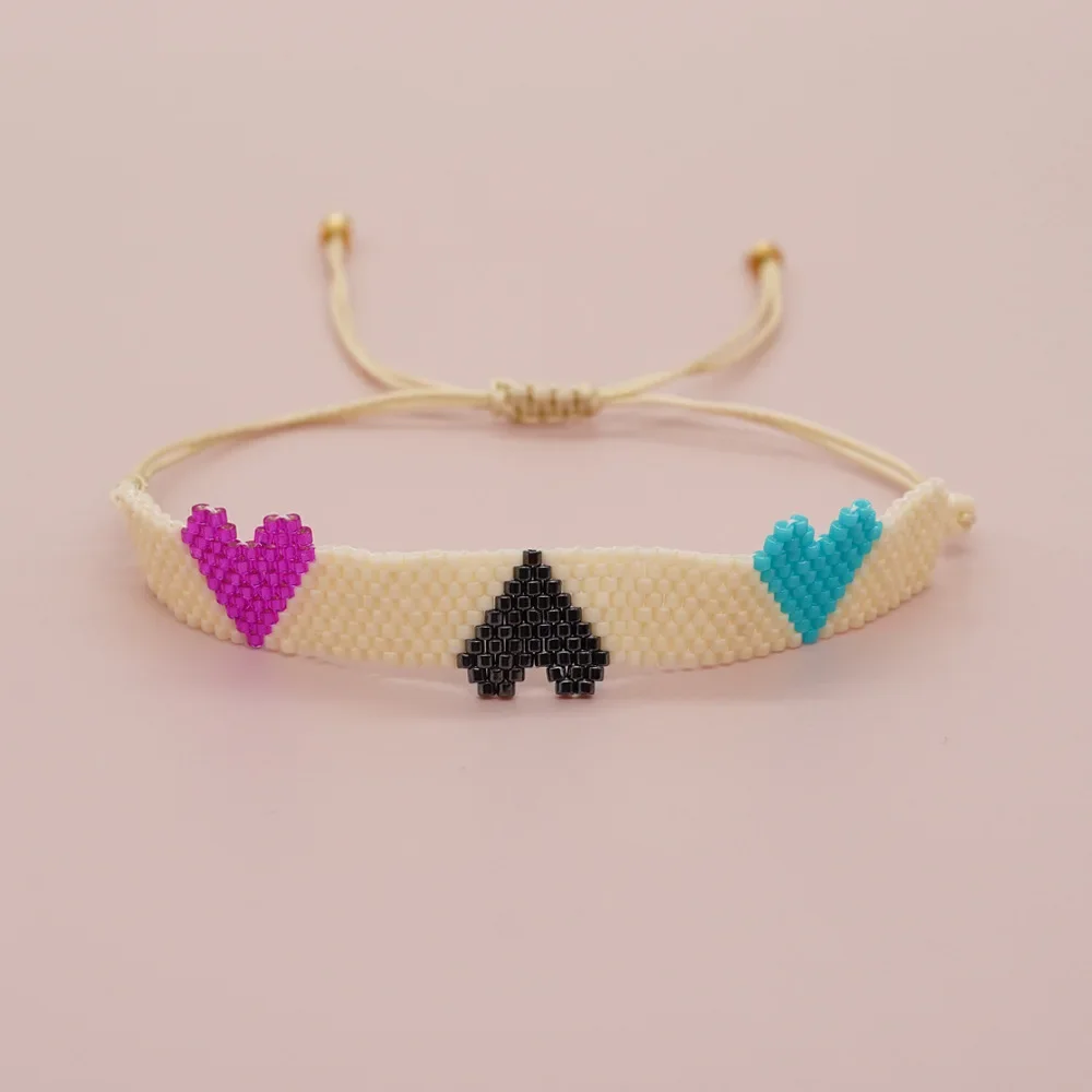 Rice bead bracelet Heart Originality Design Hand knitting Bohemia Adjustable Fashion Simple Colour Beaded bracelet