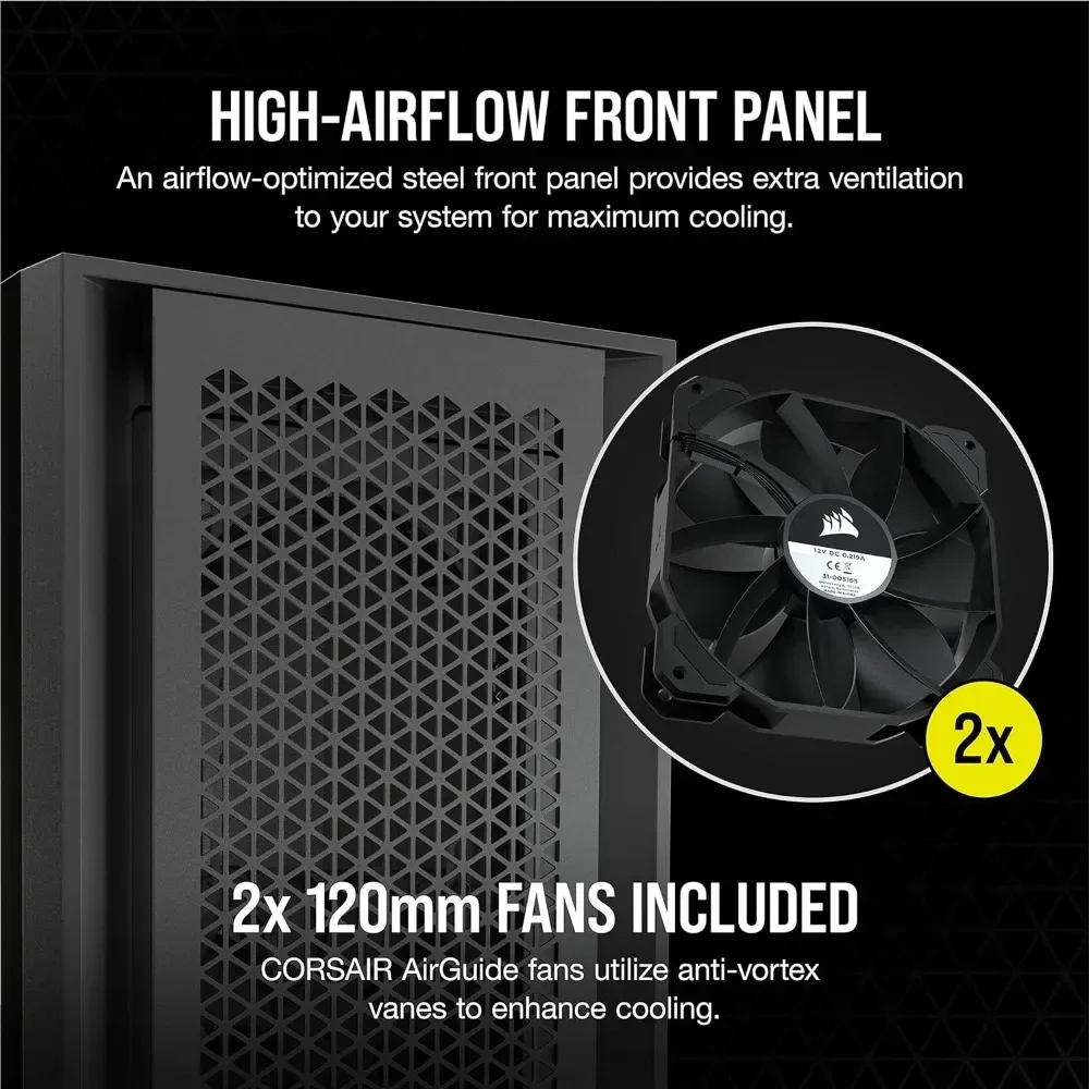 Mid-Tower vidro temperado Case para PC, 5000D Airflow, ATX