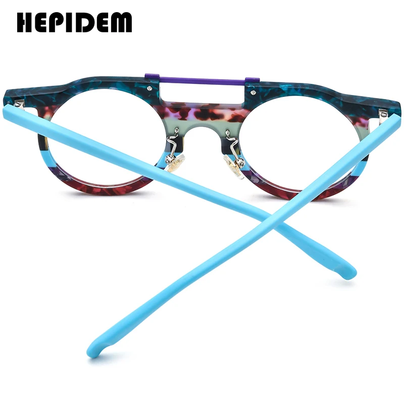 HEPIDEM Acetate Eyeglasses Frame Men Brand Design Square Magnet Clip Glasses with Night Vision & Polarized Lens Y2K 9393