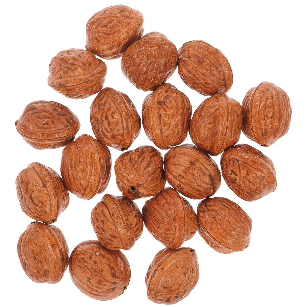 50 Pcs Artificial Walnut Nuts Model Display Faux Dried Fruit Home Faux Nut Modelations Fake Plastic Shelled Lifelike for