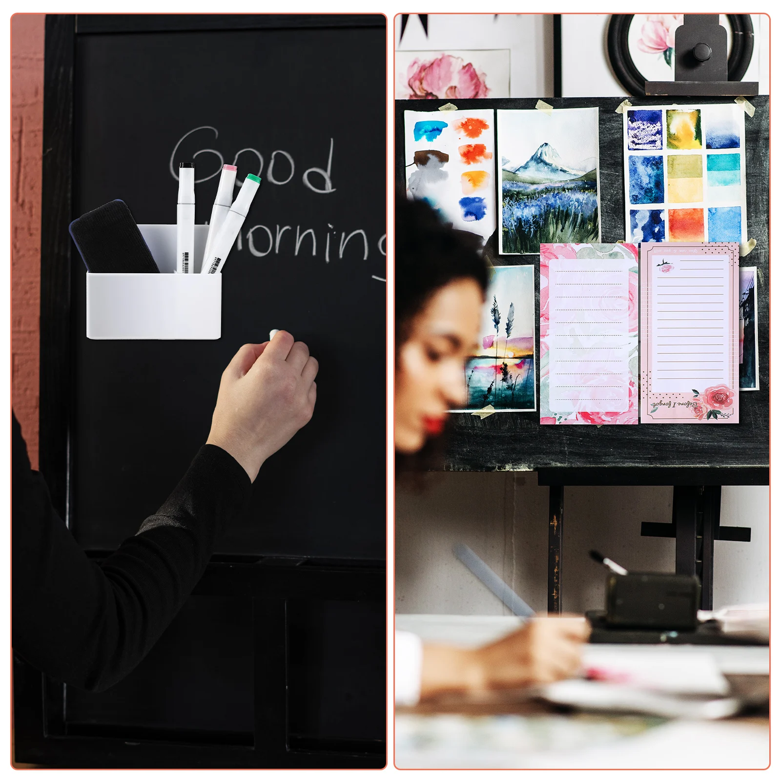 

1 set Magnetic Notepads Set With Pen Holder Charming Patterns Reminder Fridge Memo Pads For Home Office School Small Note Pad