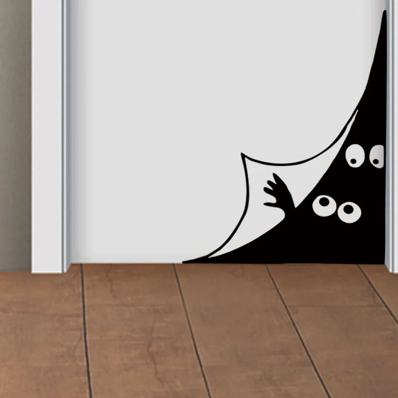 Funny animated villain line black double brothers one eye door sticker wall sticker