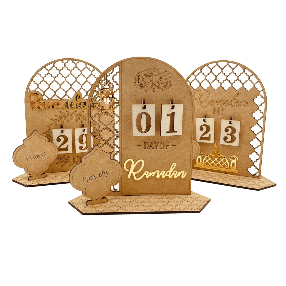 

Ramadan Countdown Calendar DIY Wooden Eid Mubarak table Ornament Muslim Party Islam gift AL Adha 2025 Ramadan home Decoration