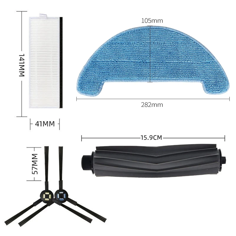 ل iLife A7 A9S / DEXP LF-800 Genio Deluxe 500 جهاز آلي لتنظيف الأتربة فرشاة رئيسية/جانبية ممسحة القماش Hepa تصفية أجزاء اكسسوارات