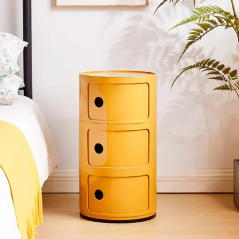 

Mobile Simple Round Nightstand White Creative Luxury Drawer Cabinet Small Plastic Tiny Table Storage Beside Bedroom Furniture WY