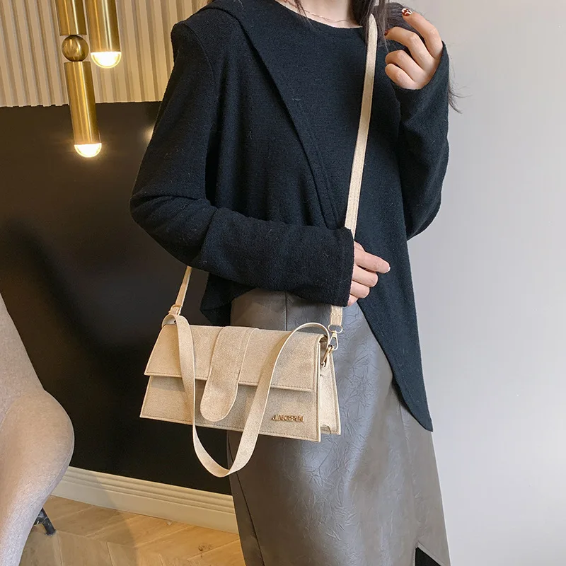 Faux Suede Underarm Shoulder Bag Classic Women Handbag Simple Versatile Autumn Winter Big Size Bag Large Capacity