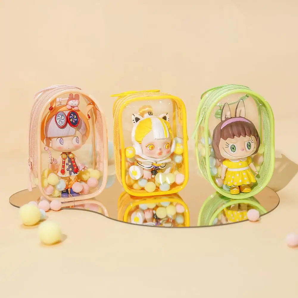 Transparent Zipper Pouch PVC Mystery Doll Organizer Box Keychain Bag Storage Boxes for Doll Toy