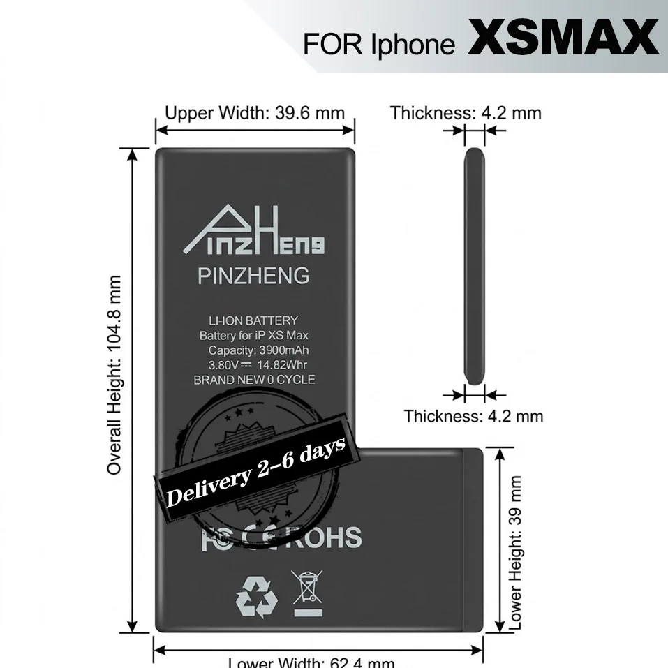 PINZHENG Hochleistungs-Ersatzakku für iPhone XS Max – Robuste Energiezelle mit Stabiler Entladungsstabilität