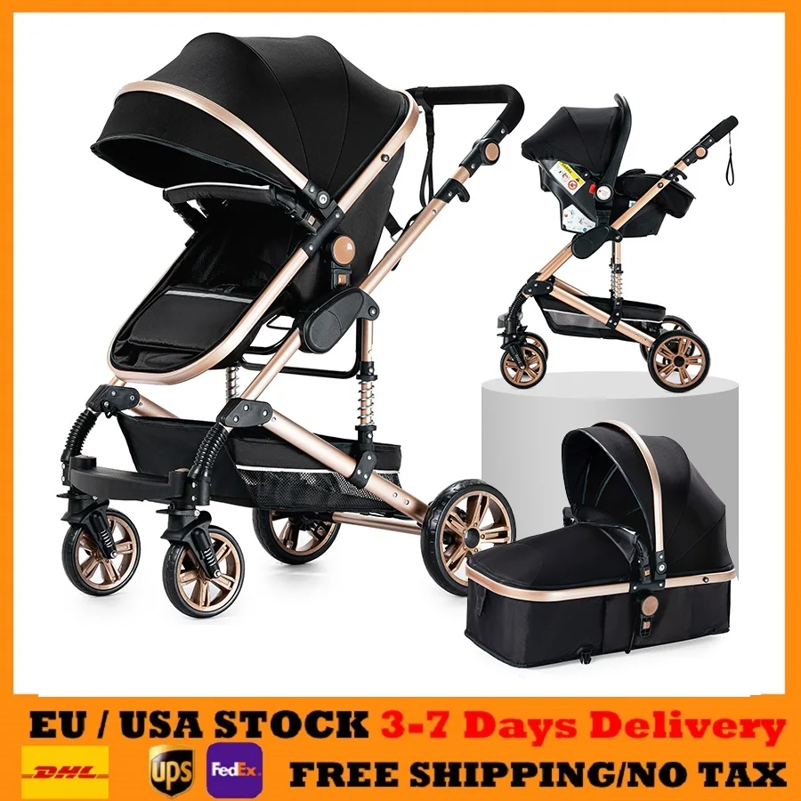 Poussette bébé 3 en 1 pour nouveau-nés, voiture pour bébé, landau Portable, chariot léger avec fonction inclinable, accessoires pour bébé