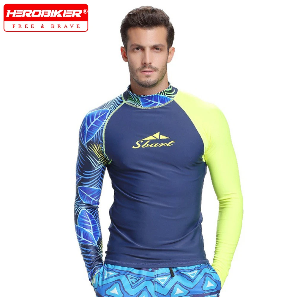 

Men's Swimwear Long Sleeves Rash Guard Surfing Diving Swimwear Suit Swim Float Suit Tops UV Sun Protection Swimming RashGuard
