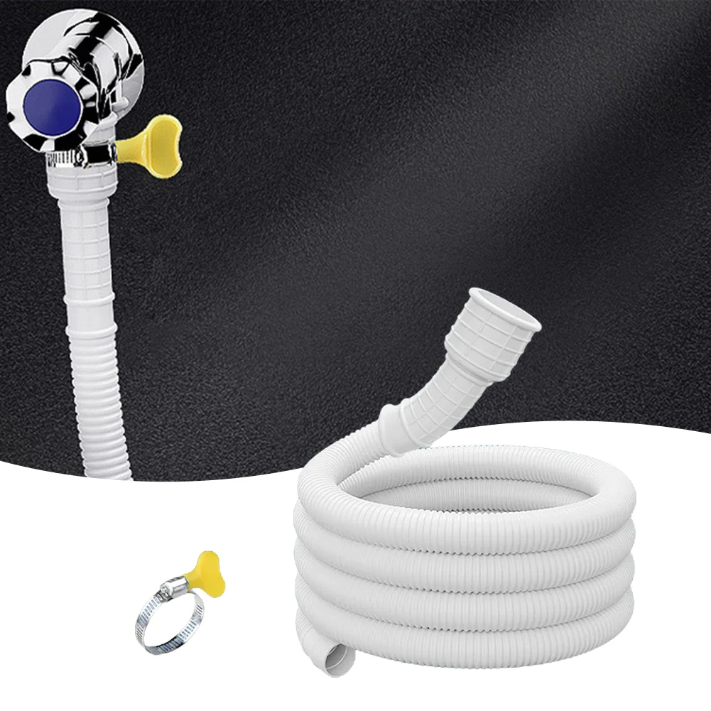 1 Pcs Plastic Drainage Hose For Washing Machine And Air Conditioner, Flexible Water Pipe Extension With Clamp