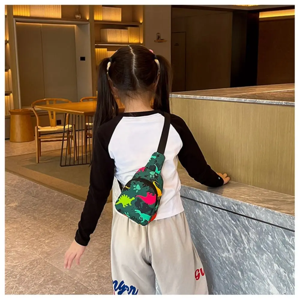 Casual Cartoon Dinosaur Kid Waist Bag Cute Zipper Chest Bag Money Pouch For Girl Boy