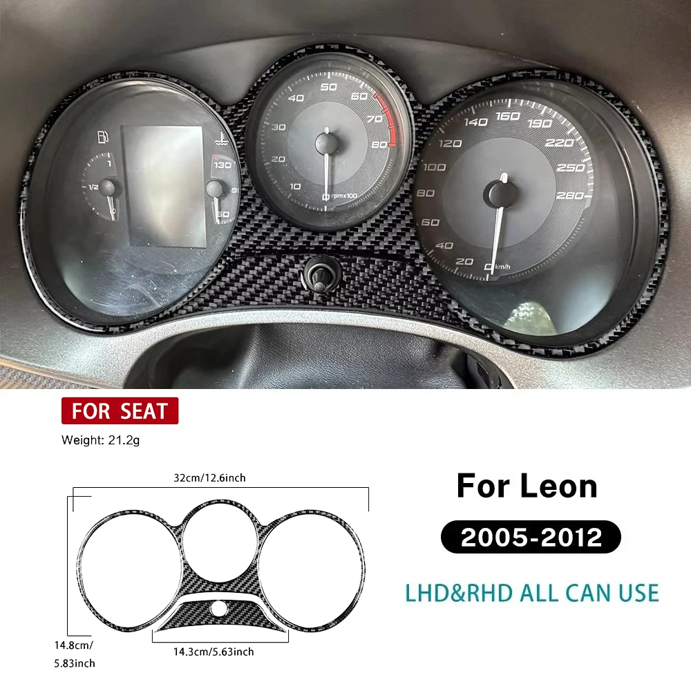 

For Seat Leon 2005 2006 2007 2008 2009 2010 2011 2012 Car Instrument Dashboard Speedometer Trim Real Soft Carbon Fiber Sticker