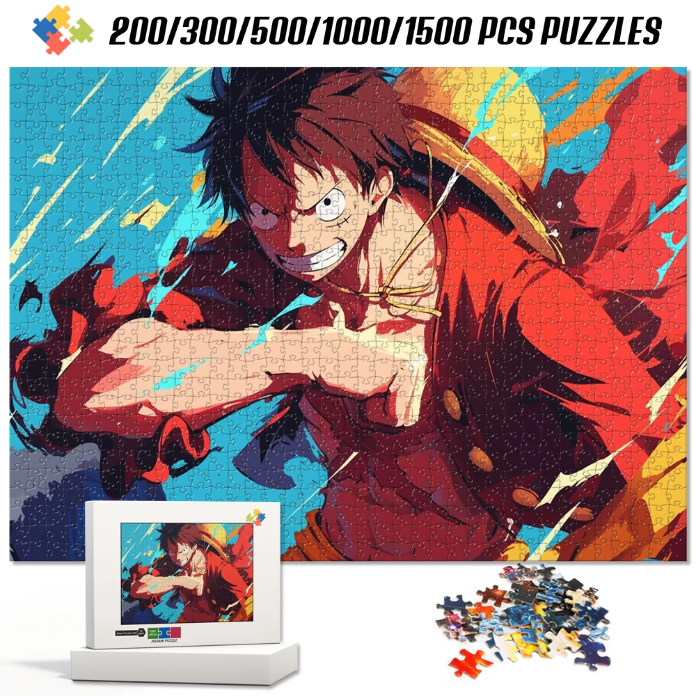 

One Piece Luffy 1000 Pieces Jigsaw Puzzles Anime Sudoku Educational Toys Stress Relief Family Interactive Gifts for Kids Adults