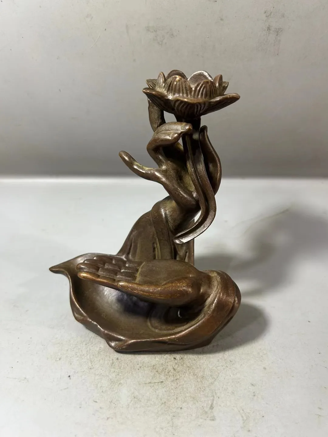 Colección de estatuas de incensario con fragancia de reflujo de bergamota y flor de loto de bronce chino