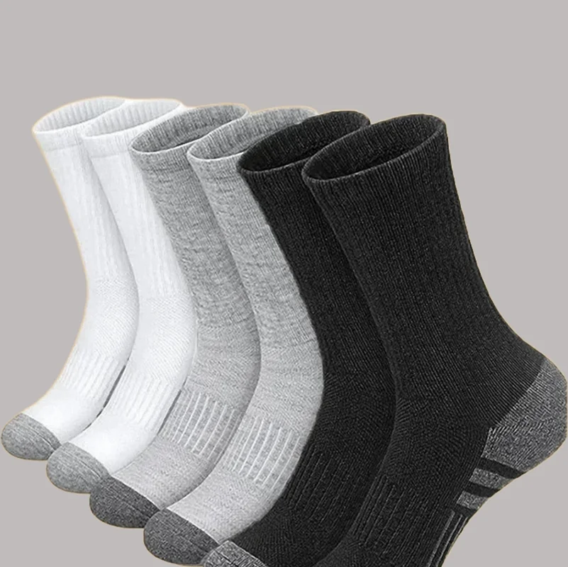 6 Pairs 2024 New Top Quality Men\'s Outdoor Socks High Long Tube Socks Breathable Soft Ground-Gripping White Black Football Socks