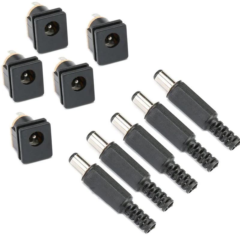 

10pcs DC Connector Power Supply Socket DC-015 5.5x2.1mm DC Female Jack Square Panel Mounting Connectors DC015 5.5*2.1mm