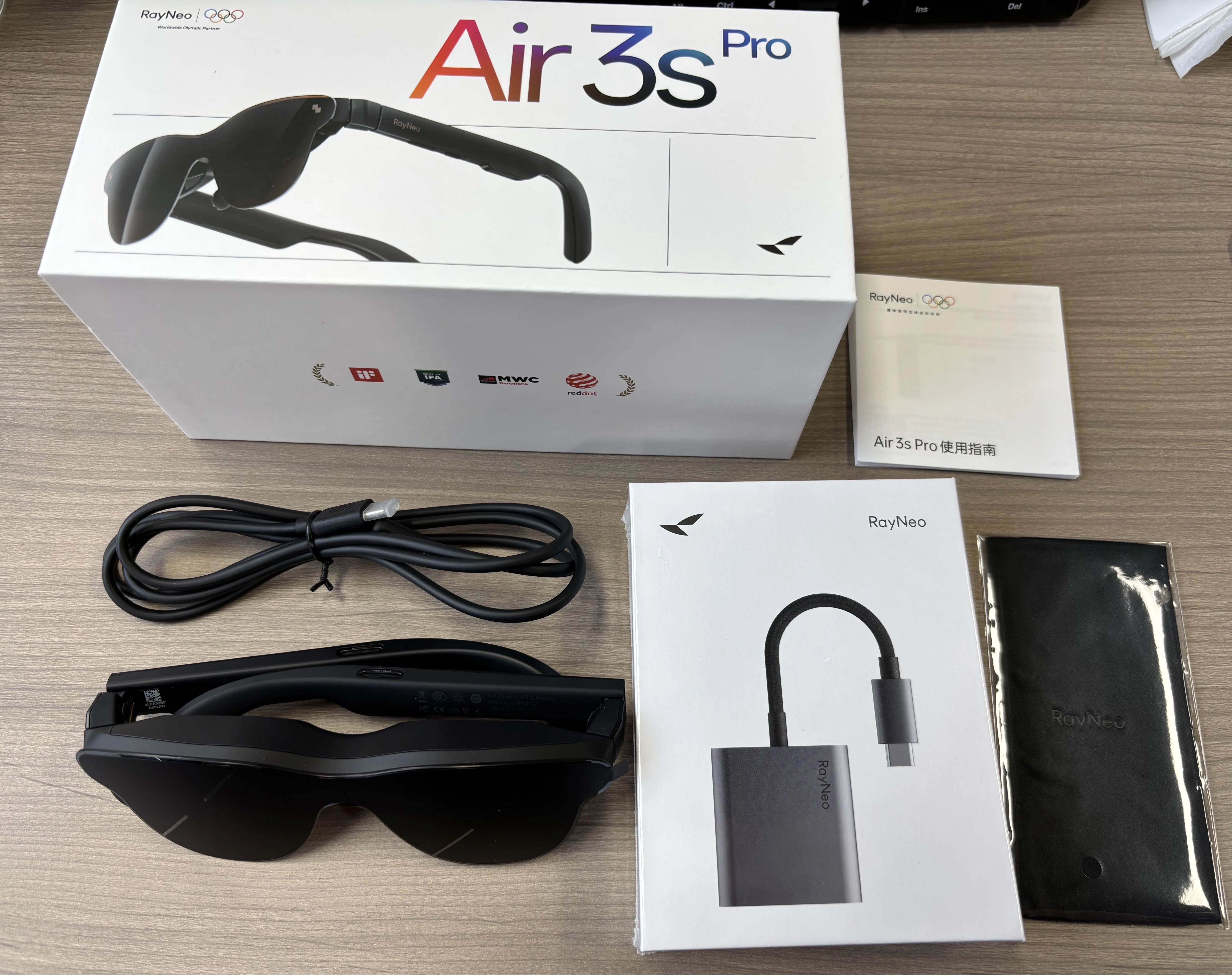 Óculos AR inteligentes RayNeo Air 3S Pro, equivalentes a 4 metros 135 polegadas, som surround 3D, 120 Hz