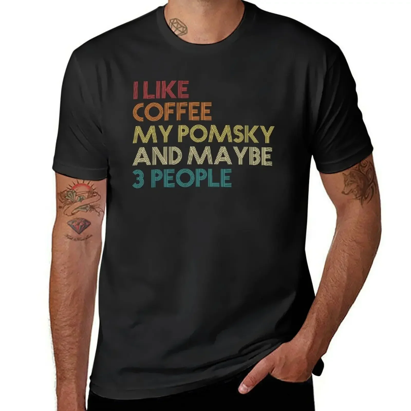 

Pomsky Dog Owner Gift Coffee Lover Funny Sarcastic Quote Saying Vintage Retro T-Shirt man clothes mens t shirts pack