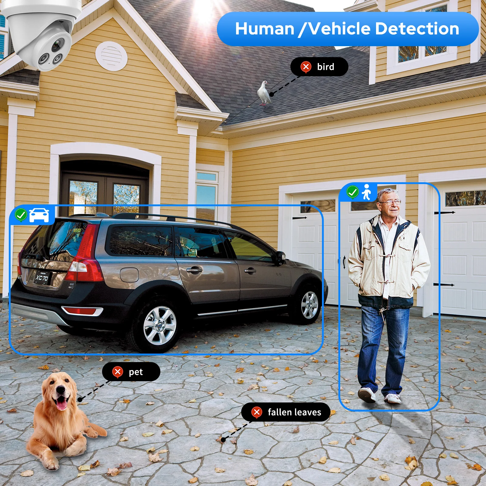 Hikvision Compatible 4MP IR Turret IP Camera Built-in Mic F2.0 lens Human Vehicle Detection Plug&Play with Hikvision NVR APP Vie