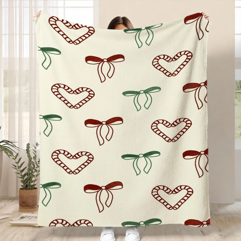 Festive Layered Striped Motif Cozy Bed Blanket Versatile Decor Gift Idea For Restaurant Gym Dance Studio Room