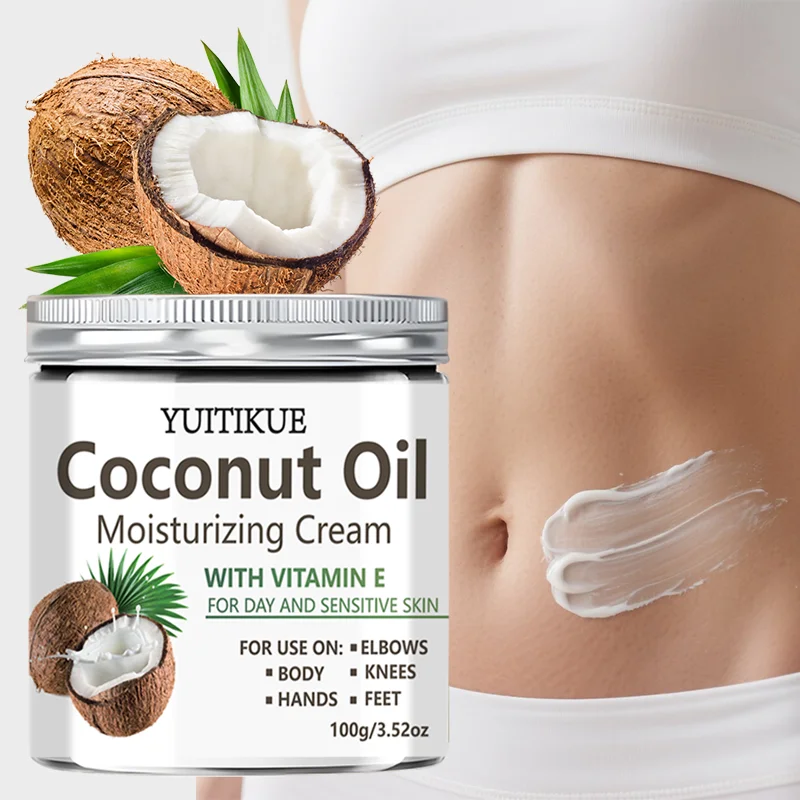 YUITIKUE Coconut Oil Moisturizing Cream with Vitamin E | For Day & Sensitive Skin | Elbows, Knees, Hands & Feet Care 100g