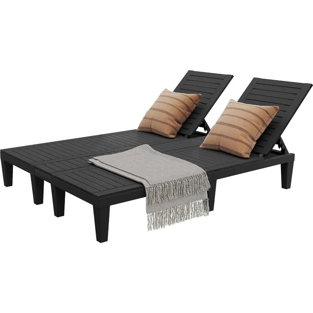 

Pool Lounge Chairs Set, 2-in-1 Outdoor Chaise Lounge W/5-Position Backrest & 530lbs Weight Capacity, Sun Loungers for Garden Po