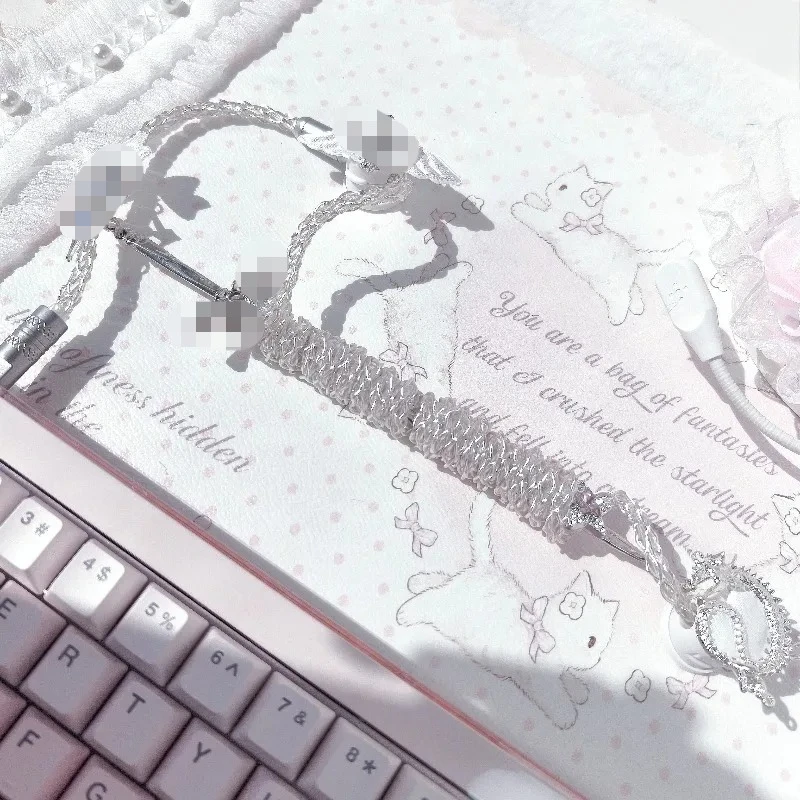 Luminous Keyboard Aviation Cable Custom Single Crystal Copper 8k Return Rate Original Cute Weaving Keyboard Cable Accessories
