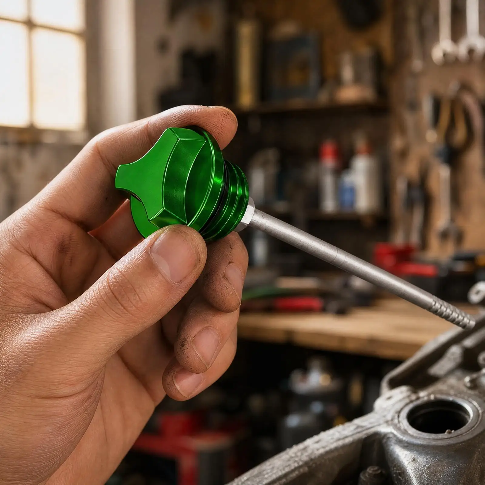 Replacement Motorcycle Oil Filler Dipstick Easy-Grip CNC-Machined Aluminum Alloy Motorcycle Oil Dipstick Long-Lasting