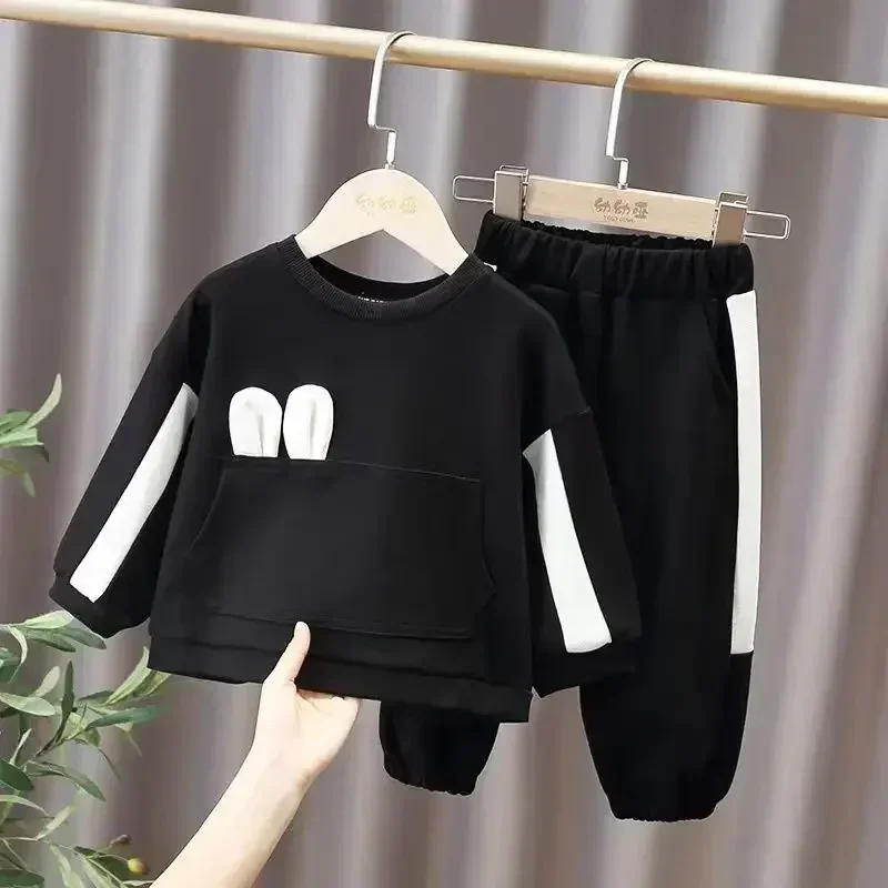 New Autumn Suit Girls Fall Clothes Sets Baby Girl Clothing Set Kids Large Butterfly Sweatshirt Pants 2Pcs Suits Outfit