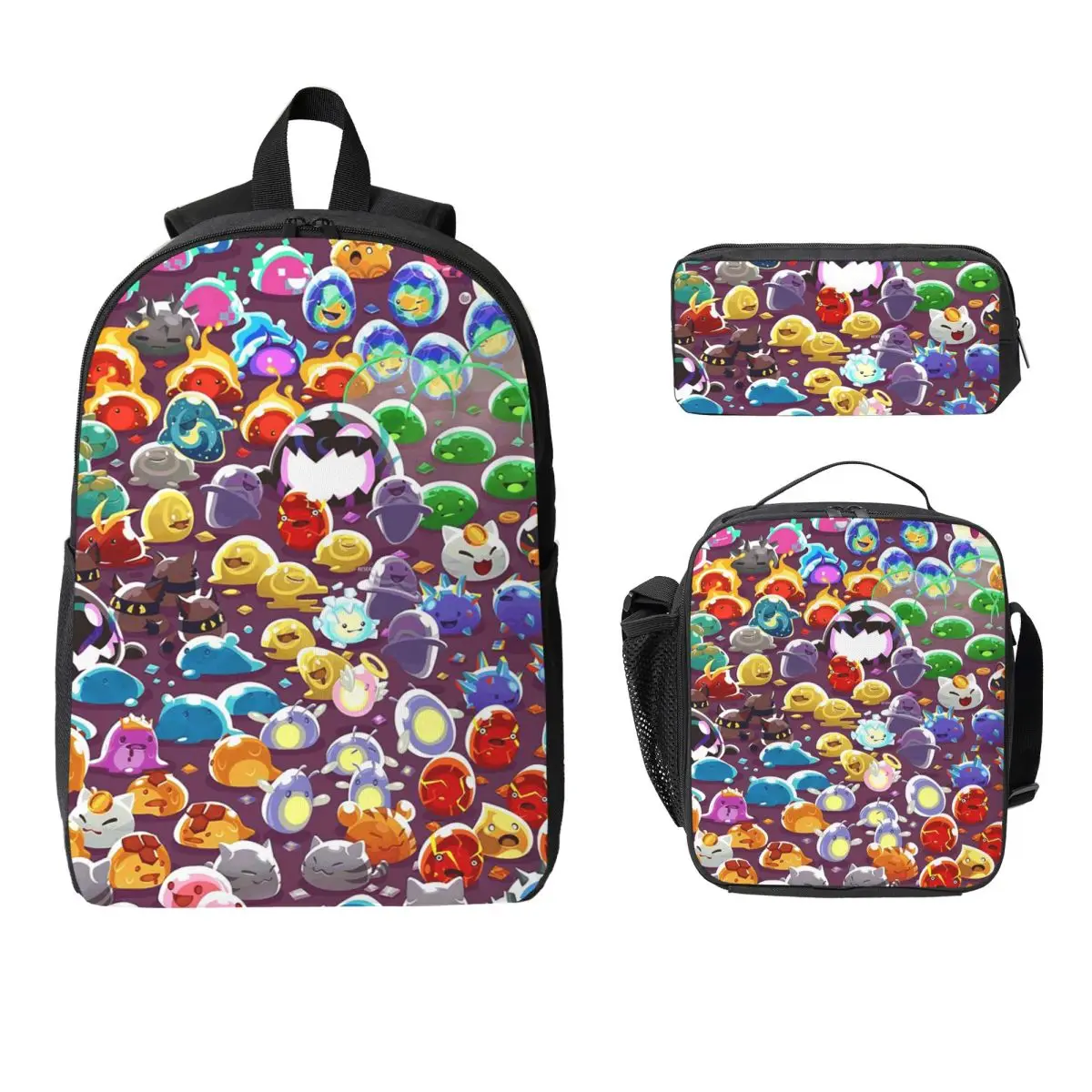Slime Rancher Cartoon Game Anime Cute Backpack BookBag School Bag Computer Shoulder Bags 3ps Insulated Lunch Bag Pencil Case