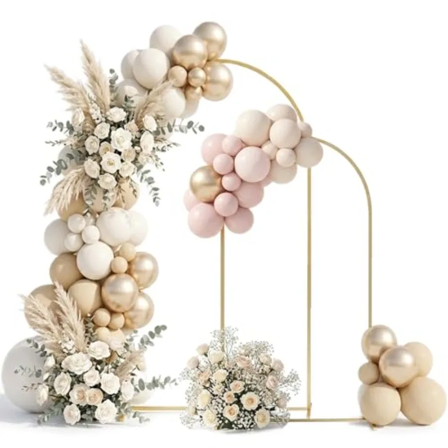 

2 Pack Arch Backdrop Stand 7.2FT, 6FT Gold Metal Frame Balloon Arch Stand Set for Wedding Birthday Graduation Party Baby Shower
