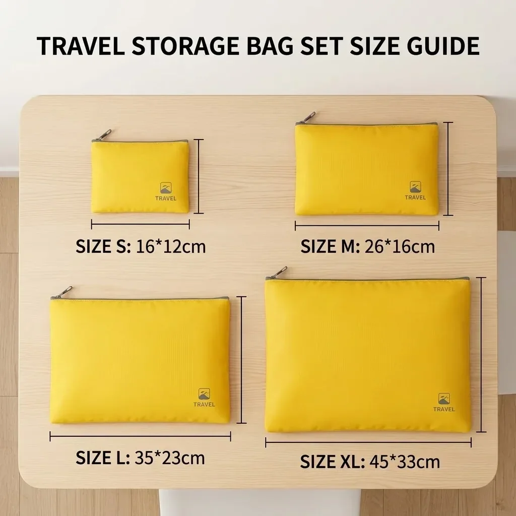 Ultralight Waterproof Clothing Storage Bag 4Pcs Set Compact Folding Travel Organiser Pouch Space Saving Camping Hiking Gear