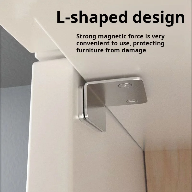 1PCS Cabinet Door Suction L-Type Invisible Wardrobe Strong Magnetic Suction Non Perforated Sliding Door Micro Magnetic Touch
