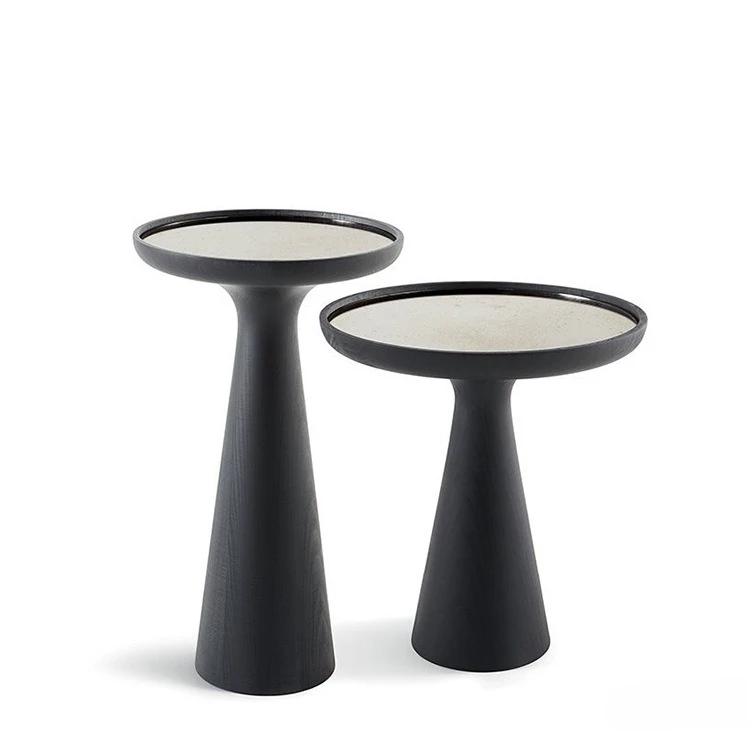 Spot natural marble countertop round coffee table, small round edge table in living room, round bedside table silk flower