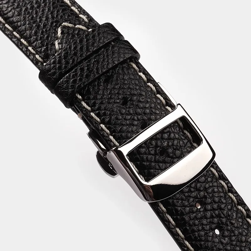 16/18/20mm Deployment Butterfly Buckle for Jaeger LeCoultre Watch Silicone cowhide Strap Silver Rose Gold Steel Folding Clasp