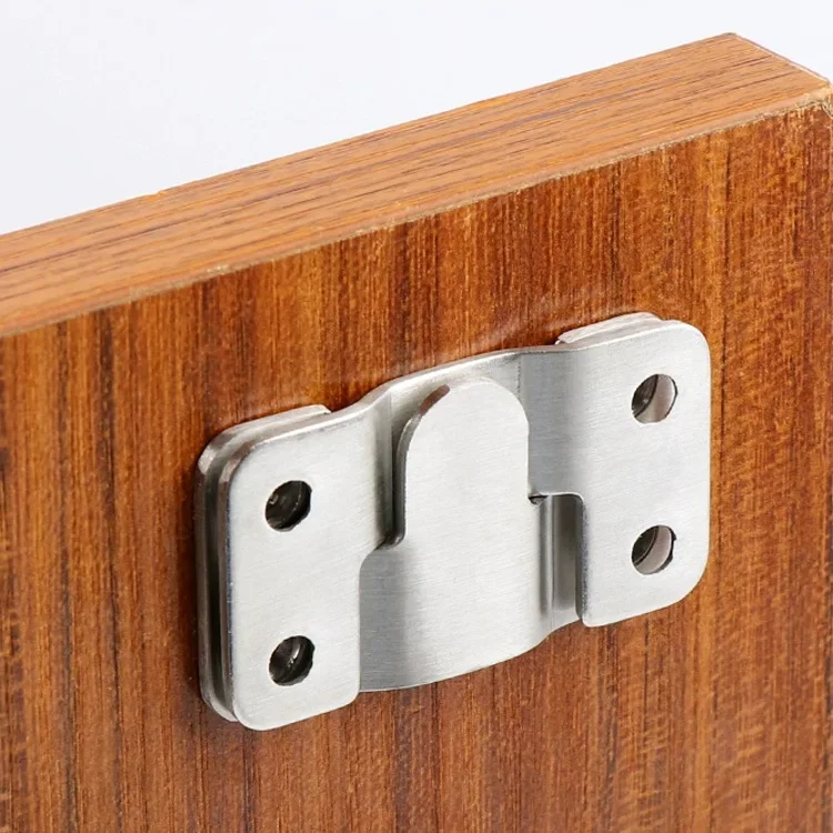2/20Pcs Stainless Steel Picture Frame Hooks Flush Mount Hanging Buckle Wall Hanger Furniture Interlock Bracket Joint Connector