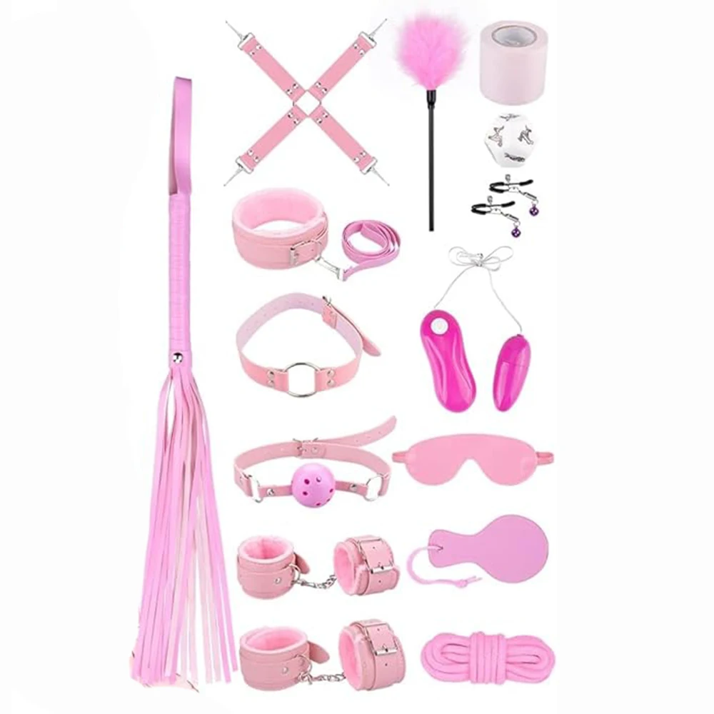 

15 PCS SM Bondage Set, Sex Toys, BDSM Binding Suit Adjustable Hand Cuff Ankle Cuff Eye Patch, Adult Sex Toys