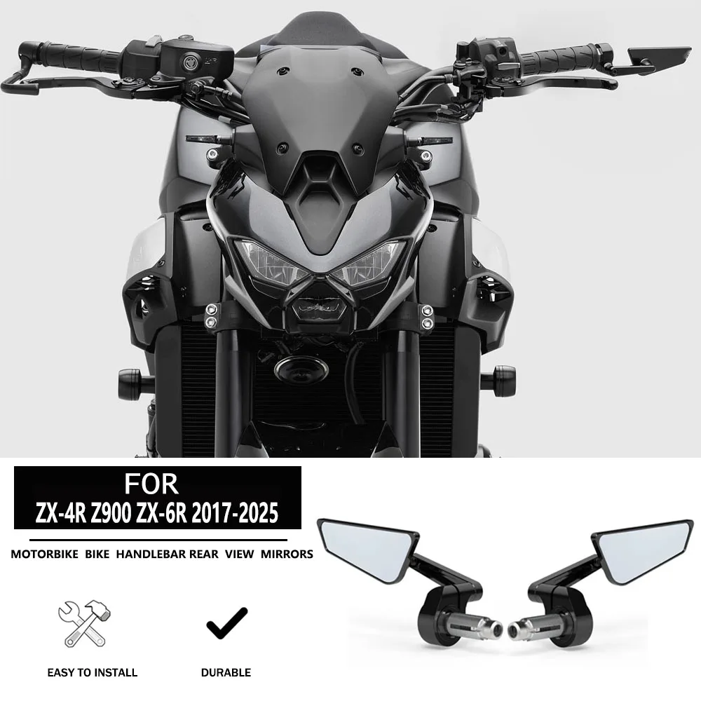 

New Motorcycle Black Rearview Mirror Aluminum Rear View Mirrors For kawasaki N inja ZX-4R Ninja ZX-6R Z900 2017-2025 Aluminum