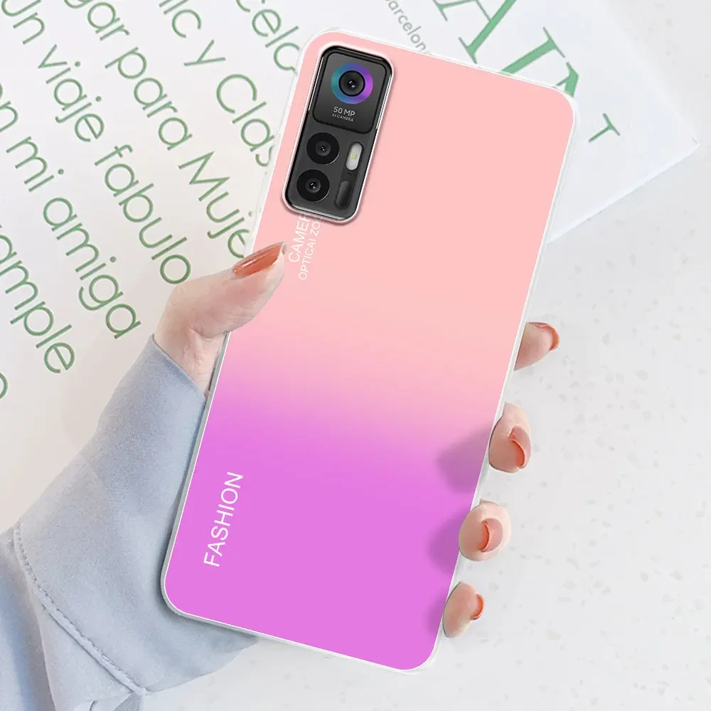 For TCL 30 Plus Case For TCL 30 5G Flower Printing Transparent Silicone Soft Phone Case Cover Coque Bumper For TCL 30 30+ Fundas