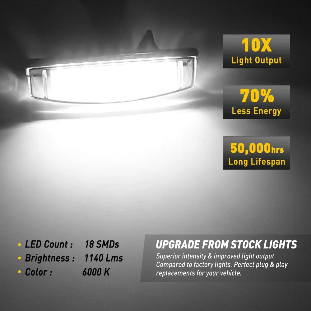 2pcs LED License Number Plate Lights For Lexus IS300 IS200 LS430 GS300 RX330 HS250h Toyota Prius Yaris Camry Rear Lamps White