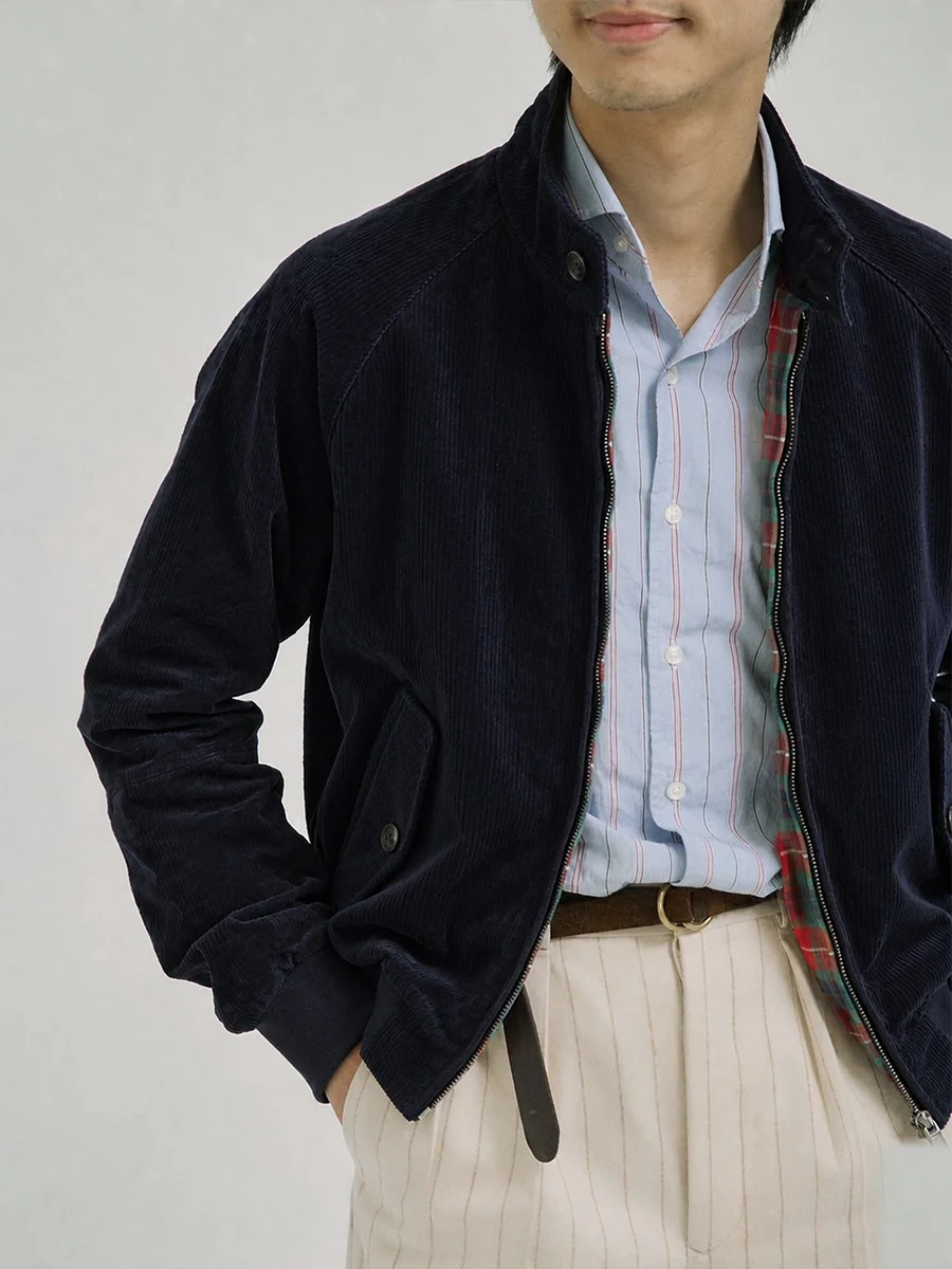 Men's 100% Cotton Heavyweight Corduroy Jacket – G9 Harrington, American Vintage Outerwear, Old Money Style