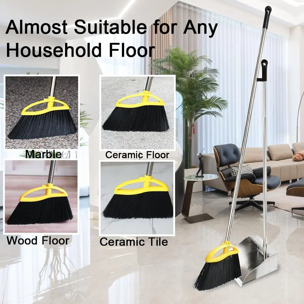Stainless Steel Dustpan and Soft Broom Set for Home and Office Use